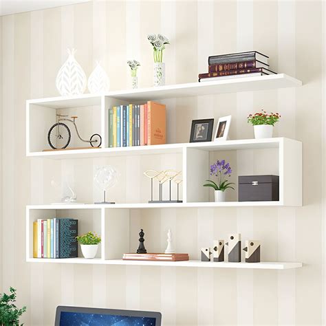 Modern Wood Floating Bookcase Closed Back Shelf Bookcase for Home ...