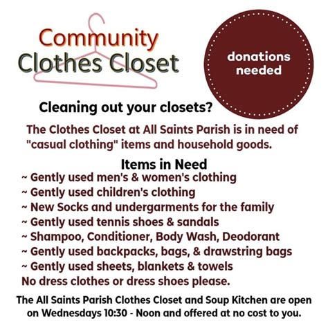 Clothes Closet Needs Your Help – All Saints Catholic Parish Evansville