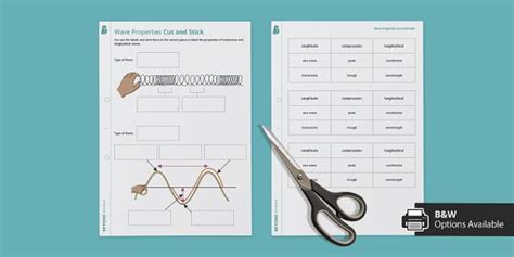 Wave Properties Cut and Stick Worksheet | Science | Beyond