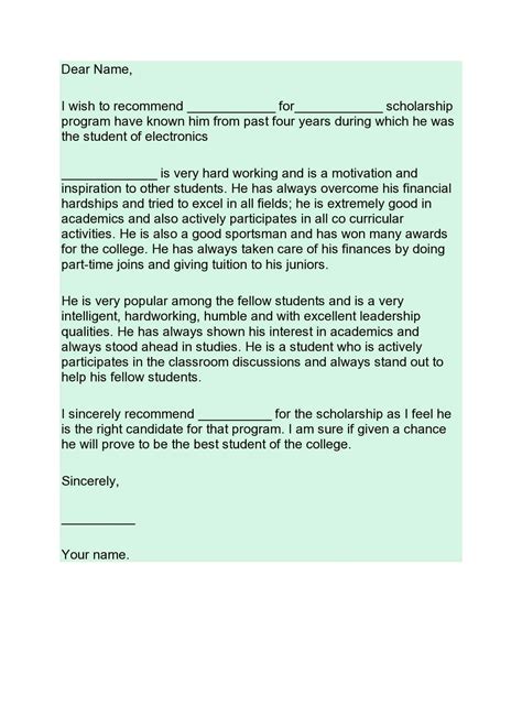 30 Recommendation Letter For Scholarship Samples - TemplateArchive