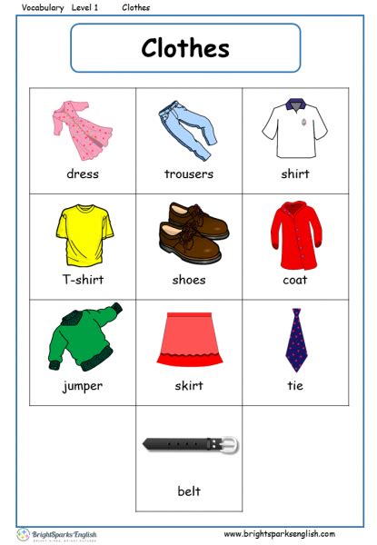 Clothes Names, Clothes Vocabulary in English and Example Sentences ...