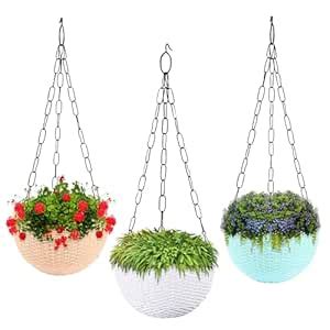 Kuber Industries Pack of 3 Hanging Flower Pot for Living Room, Home ...