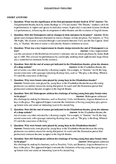 EIZABETHAN THEATRE STUDY NOTES: KEY CONCEPTS & SIGNIFICANCE - Studocu