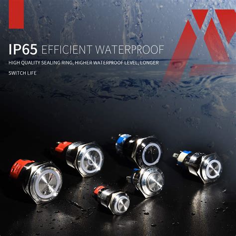 APIELE 16mm Latching Push Button Switch 12V DC On Off Stainless Steel ...