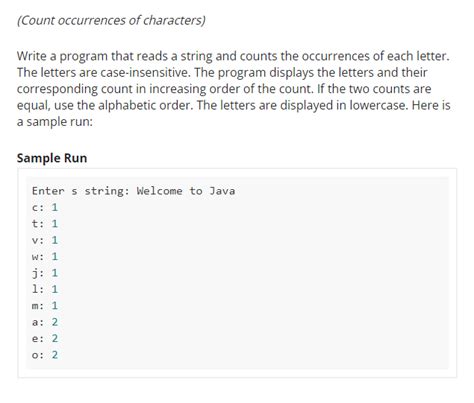 Image result for Count the Occurrences of the Given Characters in a String in Java Code