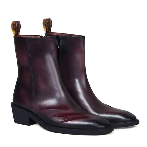 Werewolf Scratch Inspired Leather Boots in Purple-Grey Light Weight Cu