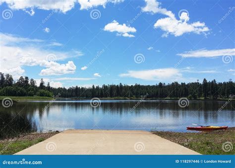 White Horse Lake - Blue Waters and Sky on the Campground Stock Photo ...