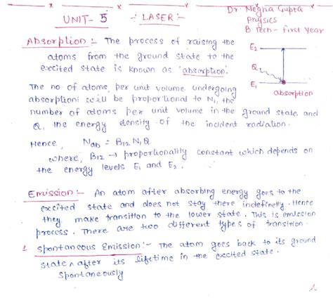 Unit 5 EMWT: Laser Action and Optical Fiber Principles in Physics - Studocu