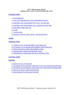 Ncic Operating Manual - Fill Online, Printable, Fillable, Blank | pdfFiller