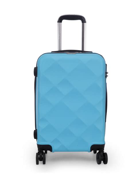 Unisex Blue Textured Hard-Sided Cabin Trolley Suitcase – Teakwood Leathers