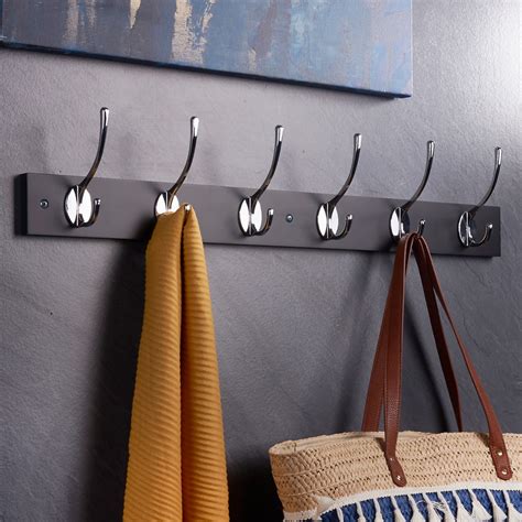 Hook Rail Coat Hooks Made Of Stainless Steel Black, Rack, Hooks, Wall 訳あり商品