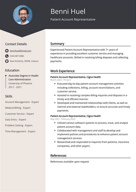 Patient Account Representative CV Examples (Template & 20+ Tips)