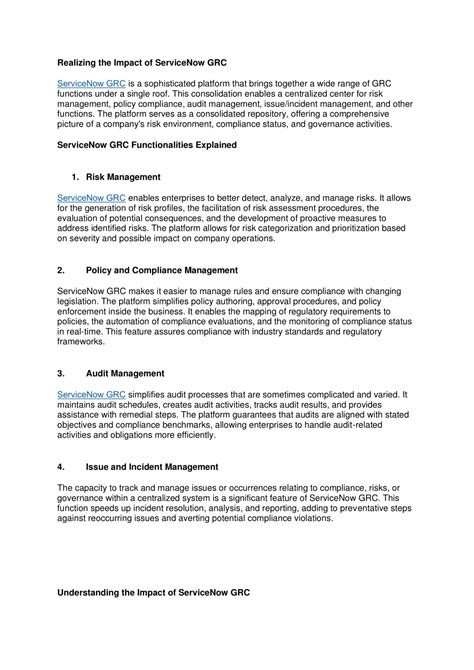 Image result for ServiceNow GRC Features