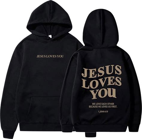 Amazon.com: Jesus Loves You Hoodie Women Jesus Christian Graphic ...