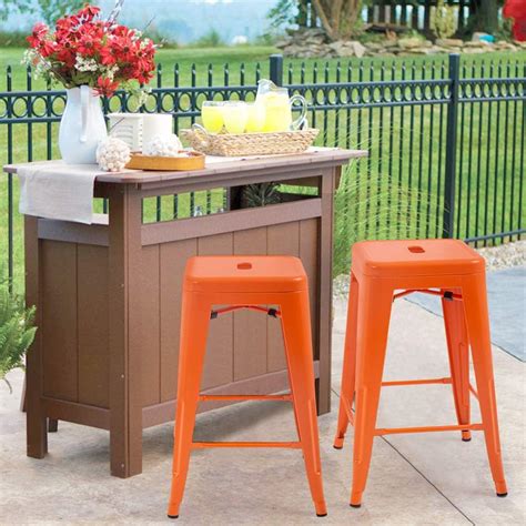 Buy FDW Metal Bar Stools Set of 4 Counter Height Barstool Stackable ...