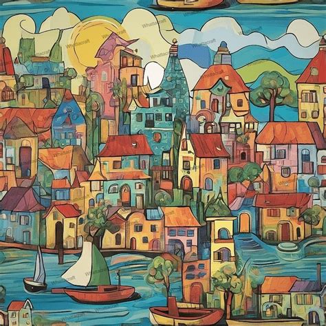 Fishing Village Canal - Rolled Paint By Numbers | Whattacraft