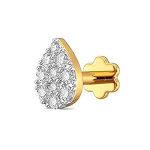Joyalukkas Women's & Girl's 18K (750) Yellow Gold And Diamond Nose Pin ...