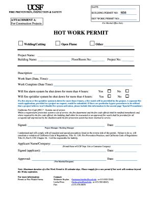 Hot Work Bpermitb Form For Construction - Campus Life Services ...