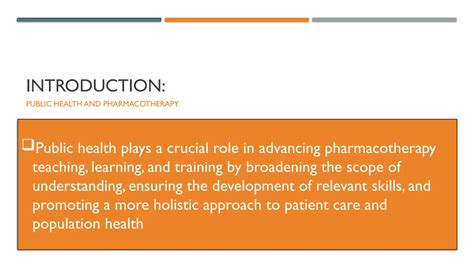 Importance of public health for advancing pharmacotherapy teaching.pptx - importance of public health pdf