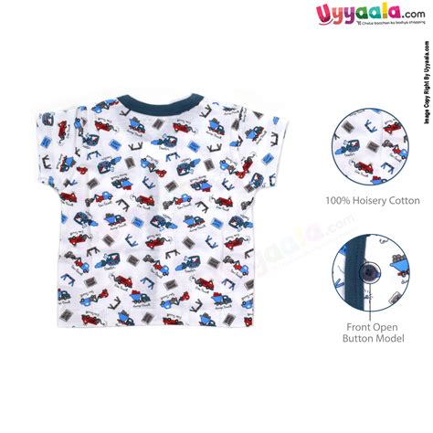 Doreme half sleeve front open jabla, Hosiery cotton - white with assor