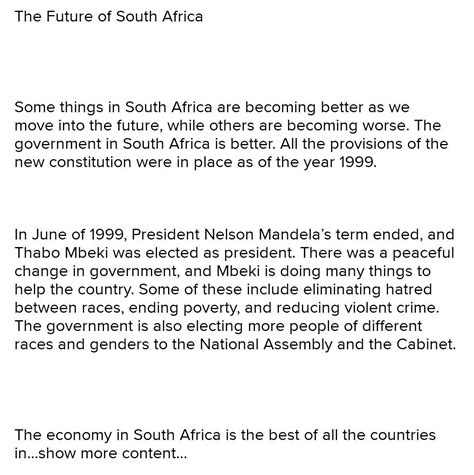 Am looking narrative essay is about the future South Africa that i look ...