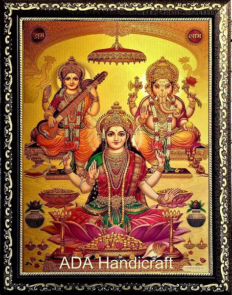 ADA Handicraft Shree Laxmi Saraswati Ganesha For Diwali Wooden ...