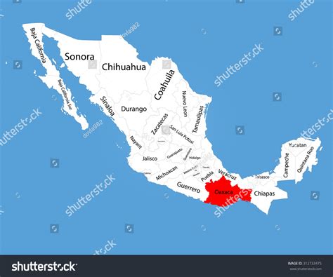 Oaxaca Mexico Vector Map Silhouette Isolated 库存矢量图（免版税）312733475 ...