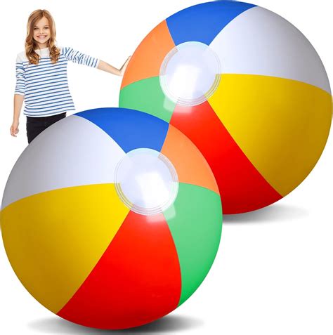 Amazon.com: 2 Pieces 48 Inch Giant Inflatable Beach Ball Jumbo Rainbow ...