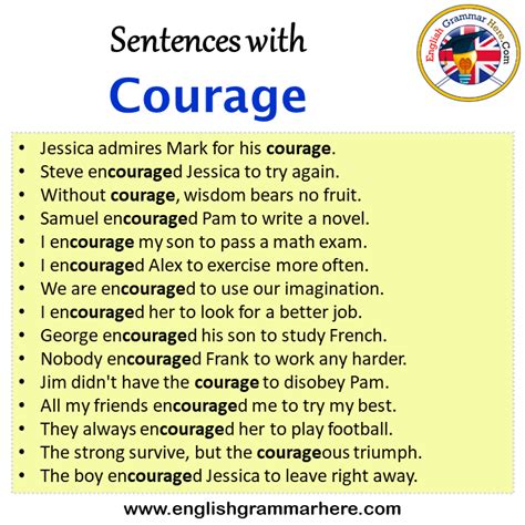 Sentences with Courage, Courage in a Sentence in English, Sentences For ...