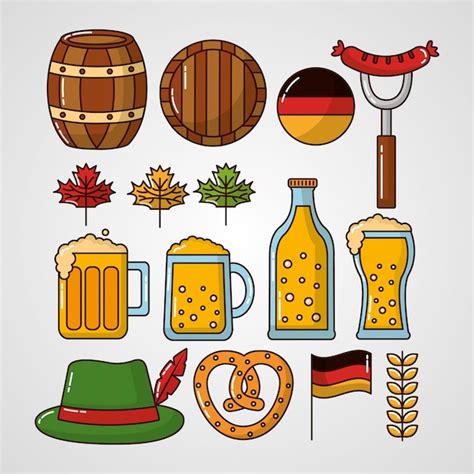 Oktoberfest Deutschland Feier Elementsatz | Kostenlose Vektor