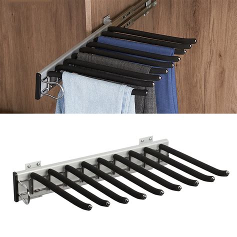 mopam Pull Out Trousers Rack 9 Arms Retractable Closet Pants Hanger ...