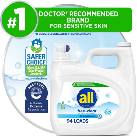 PR All Free Clear Liquid Laundry Detergent, 118 oz, 94 Loads - Walmart.com