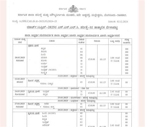 2024-25 SSSC Exam-1 Tentative Time Table Published | MahitiGuru