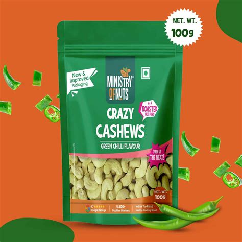 Crazy Cashew Green Chilli Flavour 100g – Ministry-Of-Nuts
