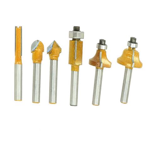 1/4 Inch Router Bit set 6 pieces Mill Engraving Trimmer Woodworking ...
