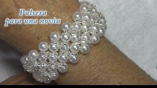 Bracelete de pérolas e strass | Cantinho do Video
