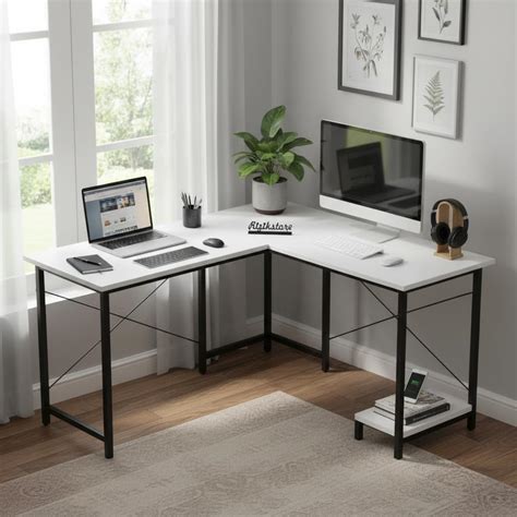RIZIK Store L-Shaped Computer Desk | 50-Inch Corner Gaming & Study ...