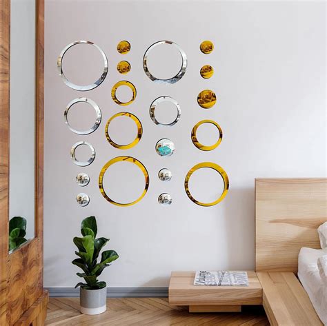 Buy Look Decor 20 Ring And Dots Golden Silver wall mirrors|acrylic ...