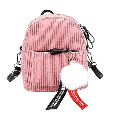 BESTVECH Pink Fashion Korean Women Mini Backpacks Stripes Corduroy Pack ...