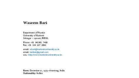 Wbari - Academic Profile and Research Contributions in Physics - Studocu