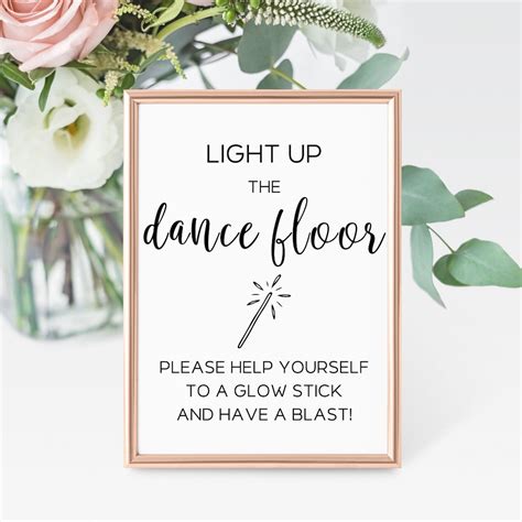 Light up the Dance Floor PNG, Glow Stick Sign Printable, Modern Wedding ...