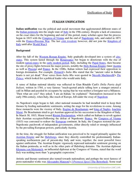 96299535-Italian-Unification - ITALIAN UNIFICATION Italian unification ...