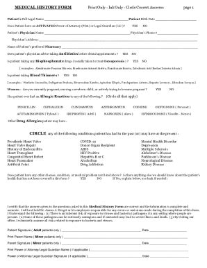 Fillable Online General Medical History Forms (100% Free) - Word ...
