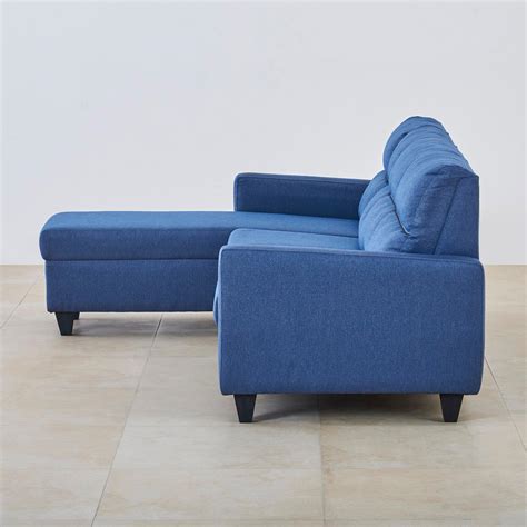 Buy Helios Clary Fabric 3-Seater Left Corner Sofa with Chaise - Blue ...
