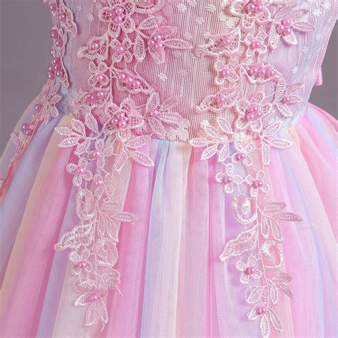Buy Flower Girls Lace Embroidery Wedding Bridesmaid Princess Pageant ...