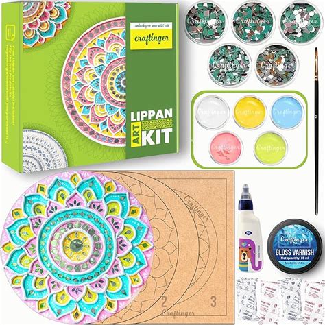 Craftinger Pro Lippan Art Kit 8 Inch For DIY Decor With Pre-Marked MDF ...