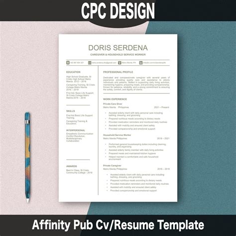 Modern Resume Template | 2026 Professional CV for Affinity - Publisher ...