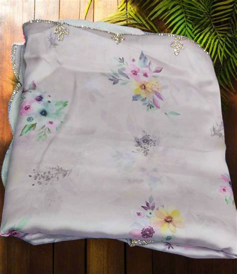 Floral Lavender Satin Silk sarees – Live Colors