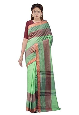 Buy UNNATI SILKS Women's Kanchi Handloom Cotton Saree(UNM36479+Green ...