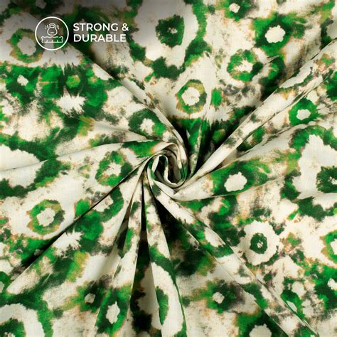 Parakeet Green Tye And Dye Digital Print Linen Textured Fabric (Width ...